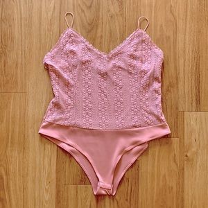 Ambiance Mauve Lace Detail Spaghetti Strap Bodysuit • 3X